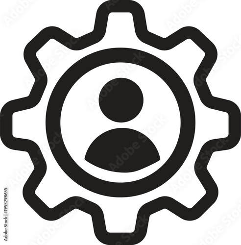 Art & Illustration, User profile settings icon with gear for account configuration