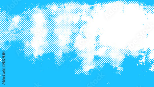 Vector Vivid sky background with bright blue and puffy clouds.