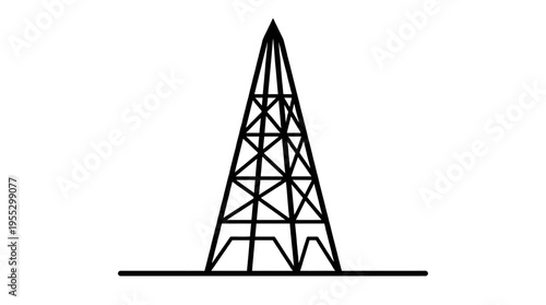 Simple Oil Derrick or Drilling Rig Vector Illustration on Isolated White Background