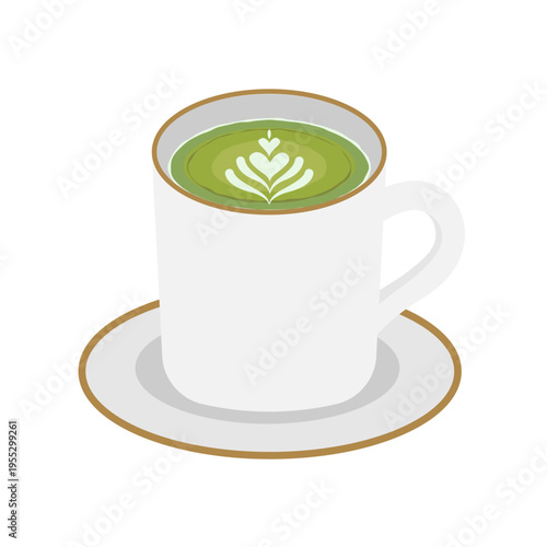 マグカップに入った抹茶オレのイラスト