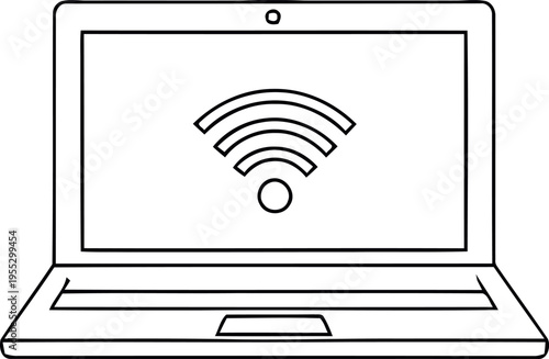 Laptop with wi fi signal on screen