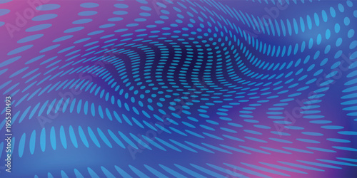 Abstract digital waving 3d particle technology background design. Futuristic moving dots particles, hi-tech and big data visualization for brochures, flyers, magazine, business card, banner. Vector.