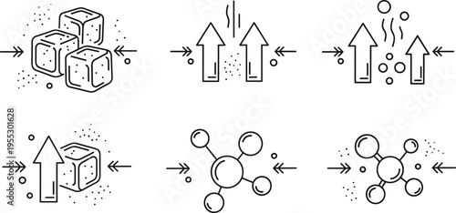 Fotografija Phase change process icons showing sublimation deposition and molecular transiti