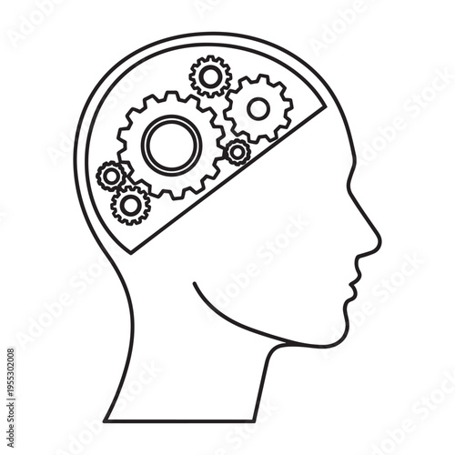 gear brain concept illustration for innovation and technology thinking