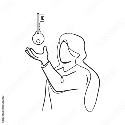 Hand holding holding key to success