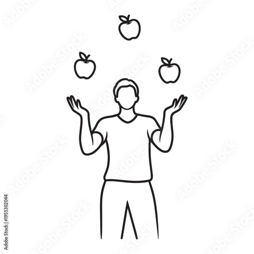 Person choosing healthy apple over junk food for balanced lifestyle illustration