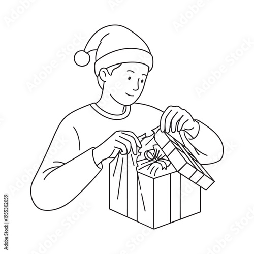 Chef holding gift box with festive hat preparing holiday surprise