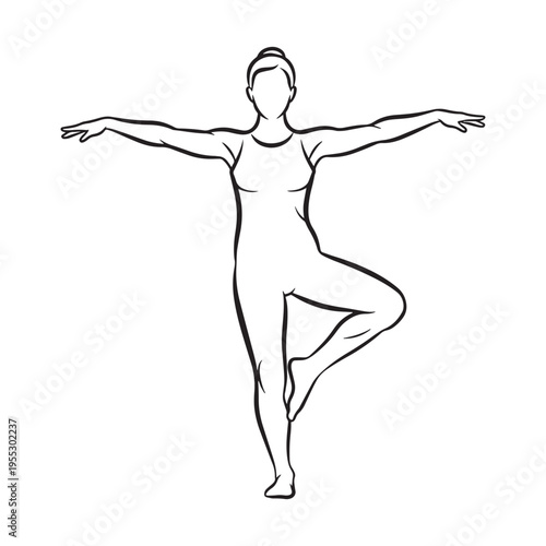Minimalist yoga women pose vector illustration for wellness and balance concepts