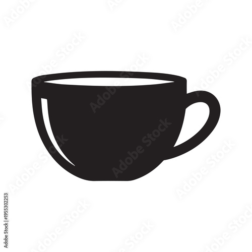 A single ceramic cup on a white background showing coffee and tea in a simple clean style