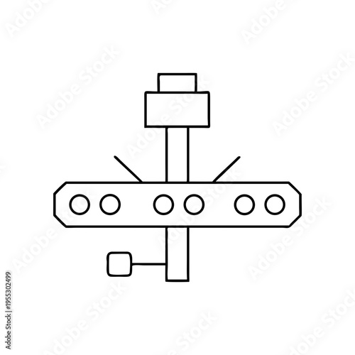 A minimalist line art illustration of a mechanical device on transparent background