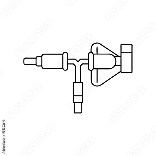 A minimalist line art illustration of a mechanical device on transparent background