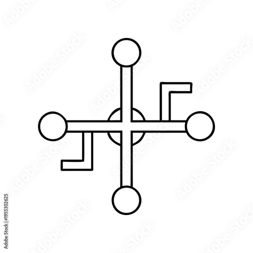 A minimalist vector graphic of a stylized cross symbol on transparent background