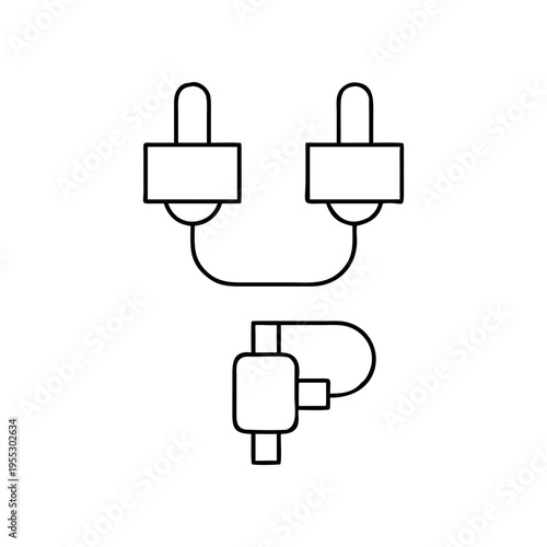 A minimalist illustration of a plug and socket on transparent background