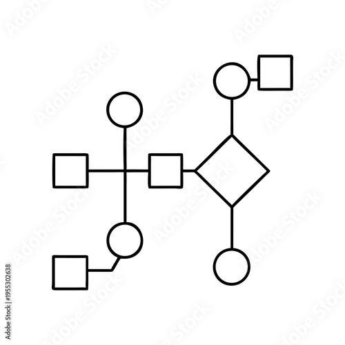 A minimalist flowchart vector graphic on transparent background