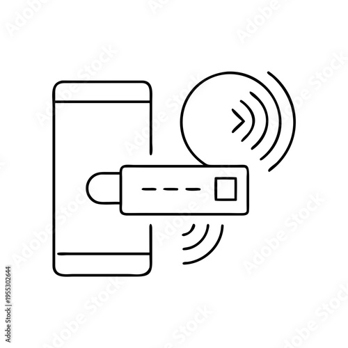 A minimalist illustration of a smartphone with a wireless charging pad on a transparent background