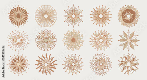 Collection of Intricate Geometric Floral Mandala Designs.