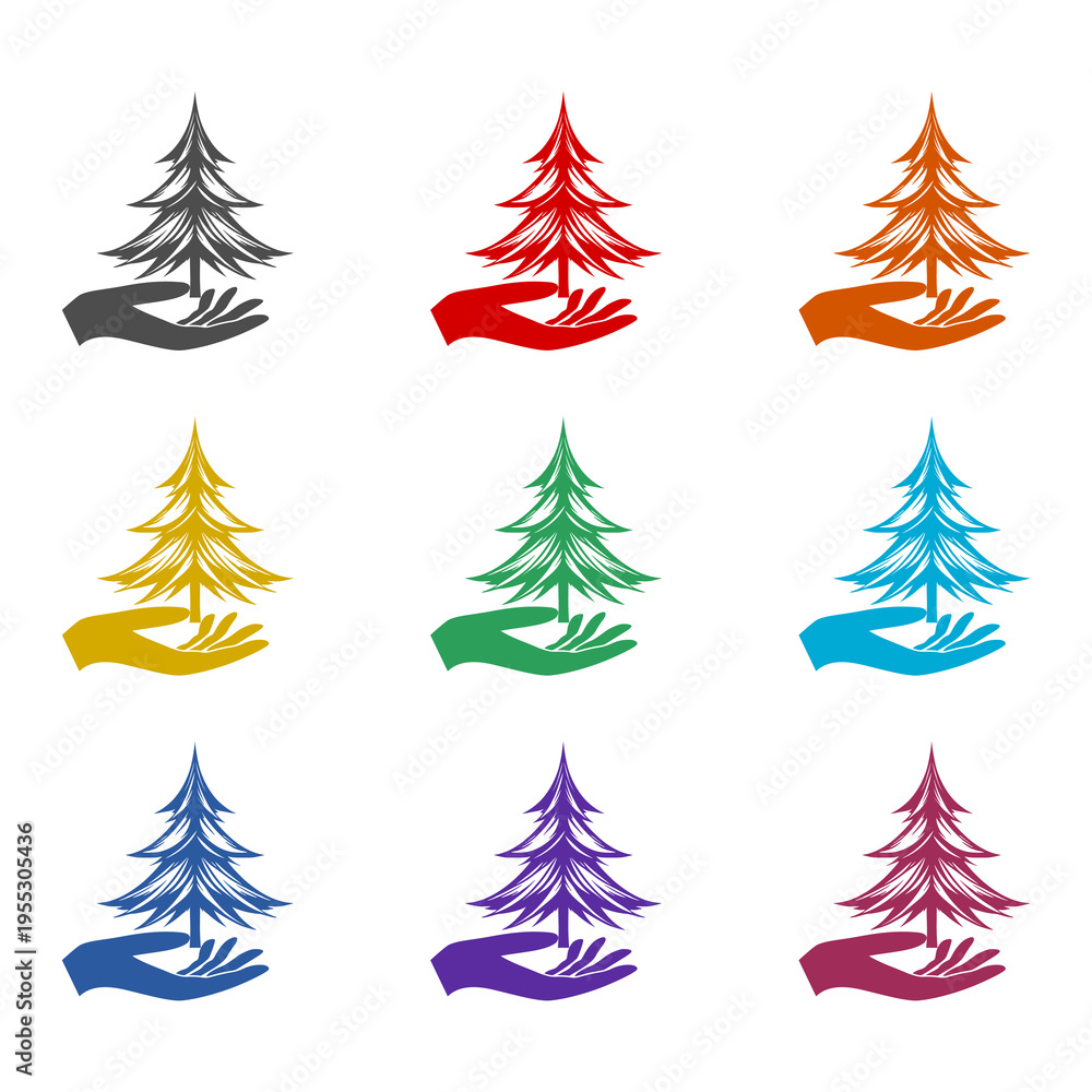 Obraz premium Save the forest icon isolated on white background. Set icons colorful