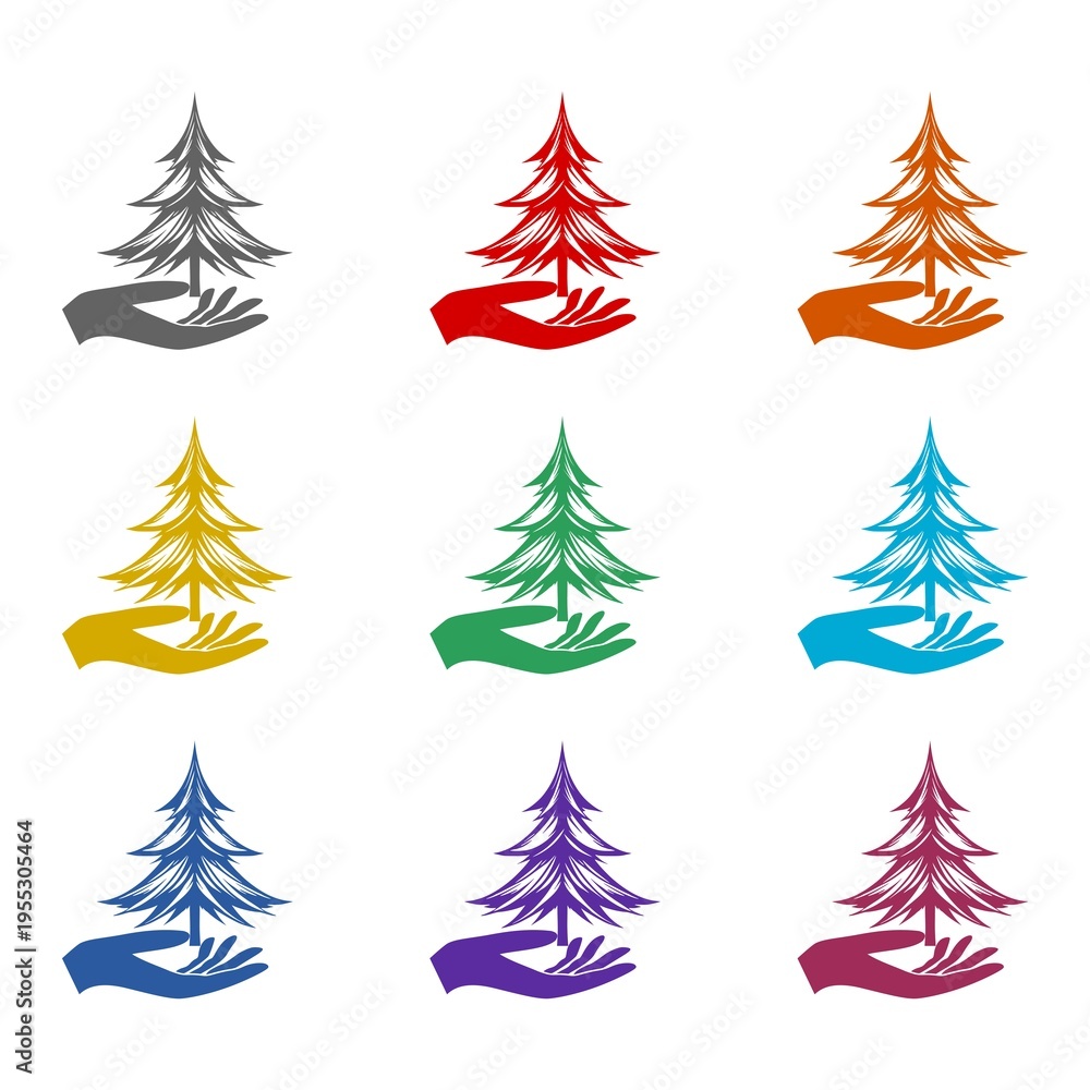 Obraz premium Save the forest icon isolated on white background. Set icons colorful