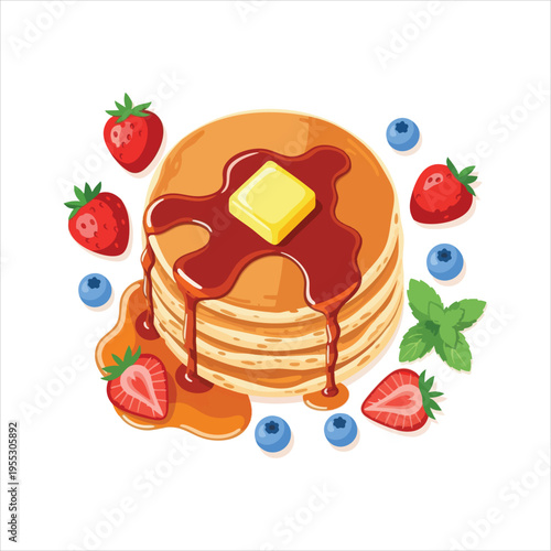 Illustration of Pancakes dessert food