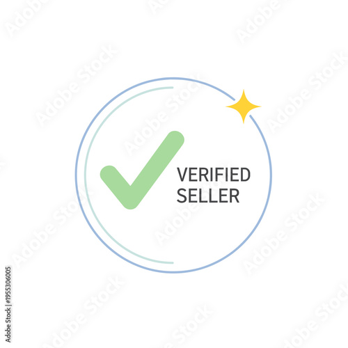 Verified seller badge design on a transparent background, without a background  