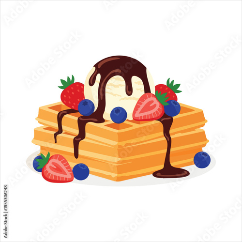 Illustration of dessert food Waffles
