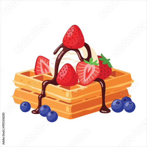 Illustration of dessert food Waffles