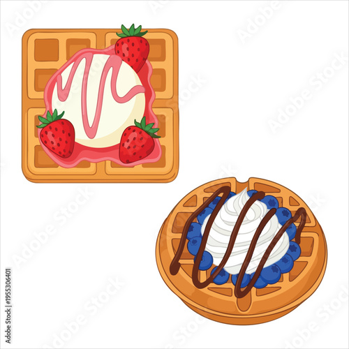 Illustration of dessert food Waffles