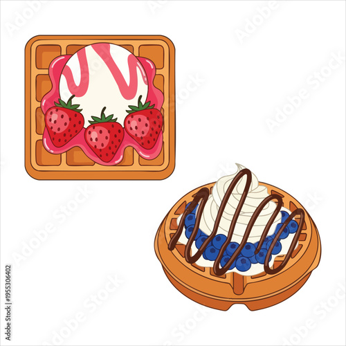 Illustration of dessert food Waffles