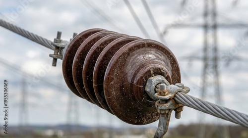 Utility Grid Transmission Line Insulator Against Sky