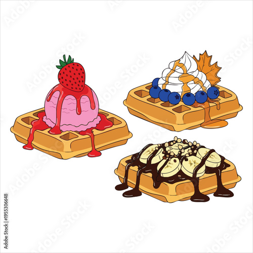 Illustration of dessert food Waffles