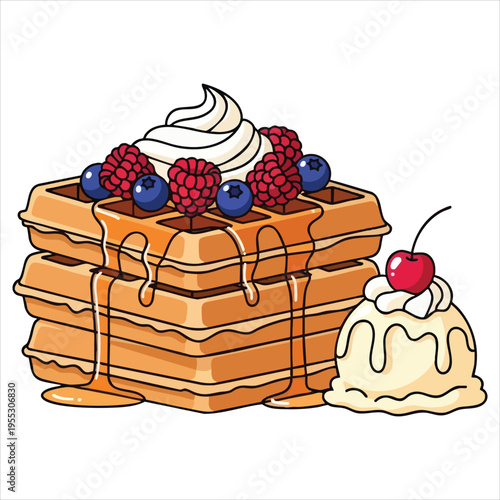 Illustration of dessert food Waffles