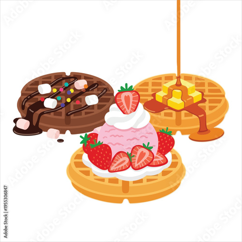 Illustration of dessert food Waffles