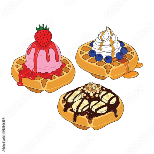 Illustration of dessert food Waffles