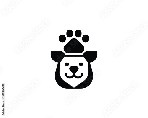 Dog Paw Silhouette Logo Vector Illustration Pet Animal Symbol