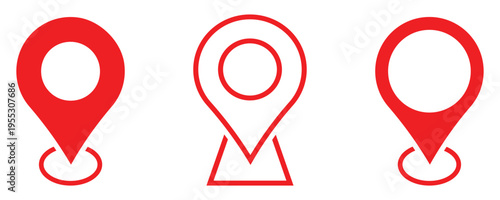 Red location pin icon navigation sign. Location pointer icon symbol in flat style. Location pin icon  collection featuring vector graphics for maps, navigation, GPS tracking. Vector 
