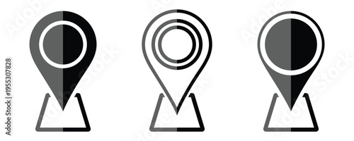  Modern black location map pin icons collection. Location pin icon in editable stroke for navigation, maps and geolocation designs in apps, websites and user interfaces. Vector illustration.