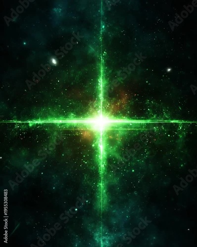 Vibrant green starburst in the cosmos.