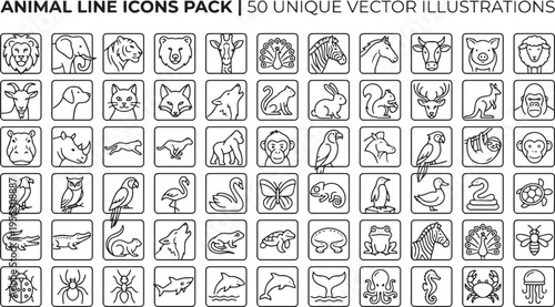 Animal Icon pack - 50 unique vector illustration