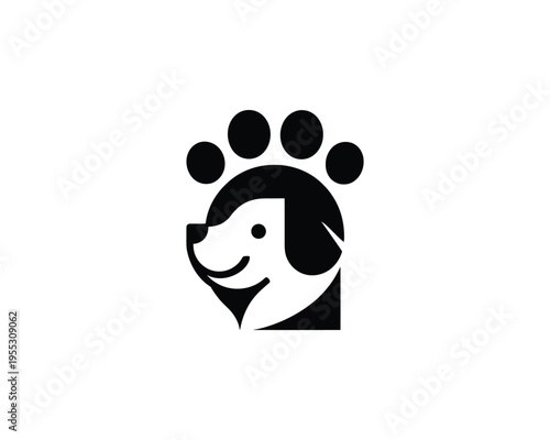 Dog Paw Logo Design Minimalist Simple Vector Graphic Pet Care Business