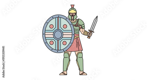 Medieval Warrior in Armor Standing.