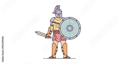 Ancient Greek Warrior with Sword.