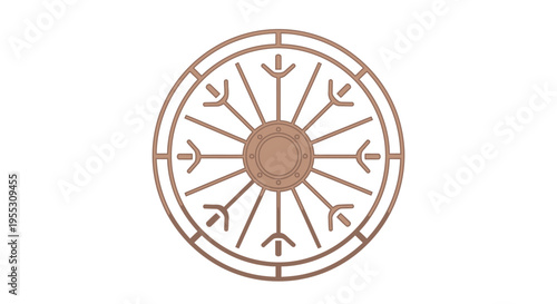 Brown circular symbol with lines.