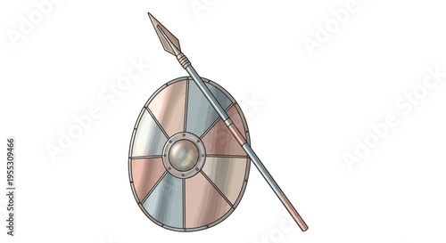 Spear and shield ancient weapon.