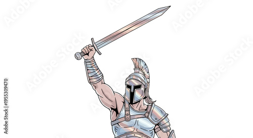 Ancient Greek Warrior Wearing Armor.
