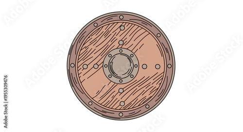 Detailed illustration of a bronze shield.