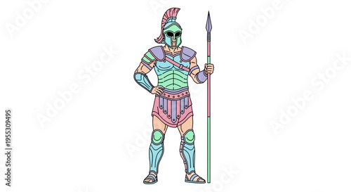 Ancient Greek Warrior Standing Confidently Armed.