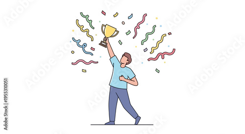 Man Celebrating with Party Horn.