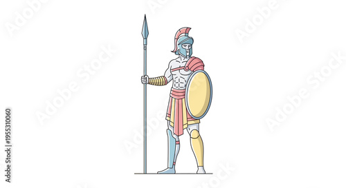 Ancient Greek Warrior Standing Ready.