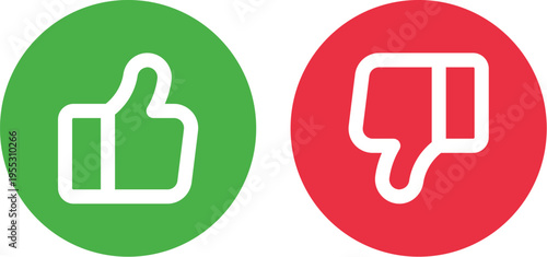 Thumbs up and thumbs down vector icons for feedback and rating.