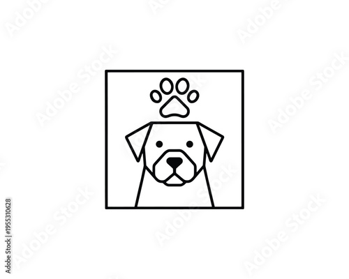 Dog Face Paw Print Logo Minimalist Geometric Line Art